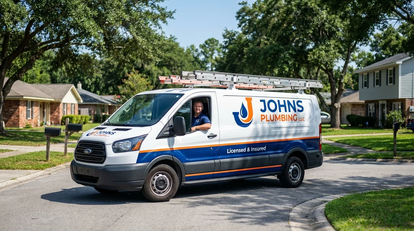 Johns Plumbing LLC service van in Greenwich, OH