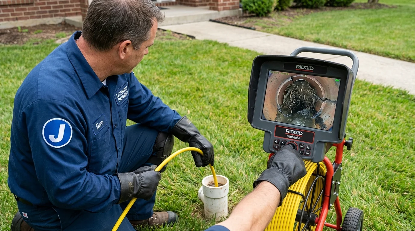 Sewer camera inspection being performed by Johns Plumbing LLC in Greenwich