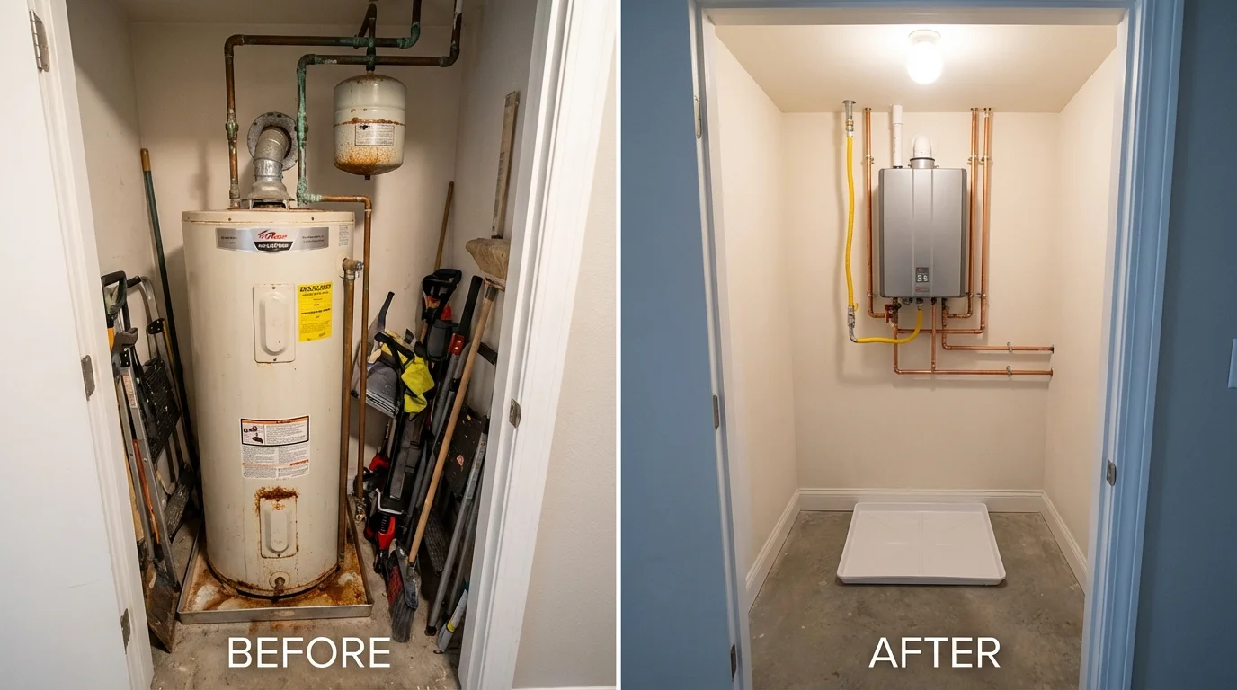 Tank water heater versus wall-mounted tankless unit comparison for Greenwich, OH homeowners